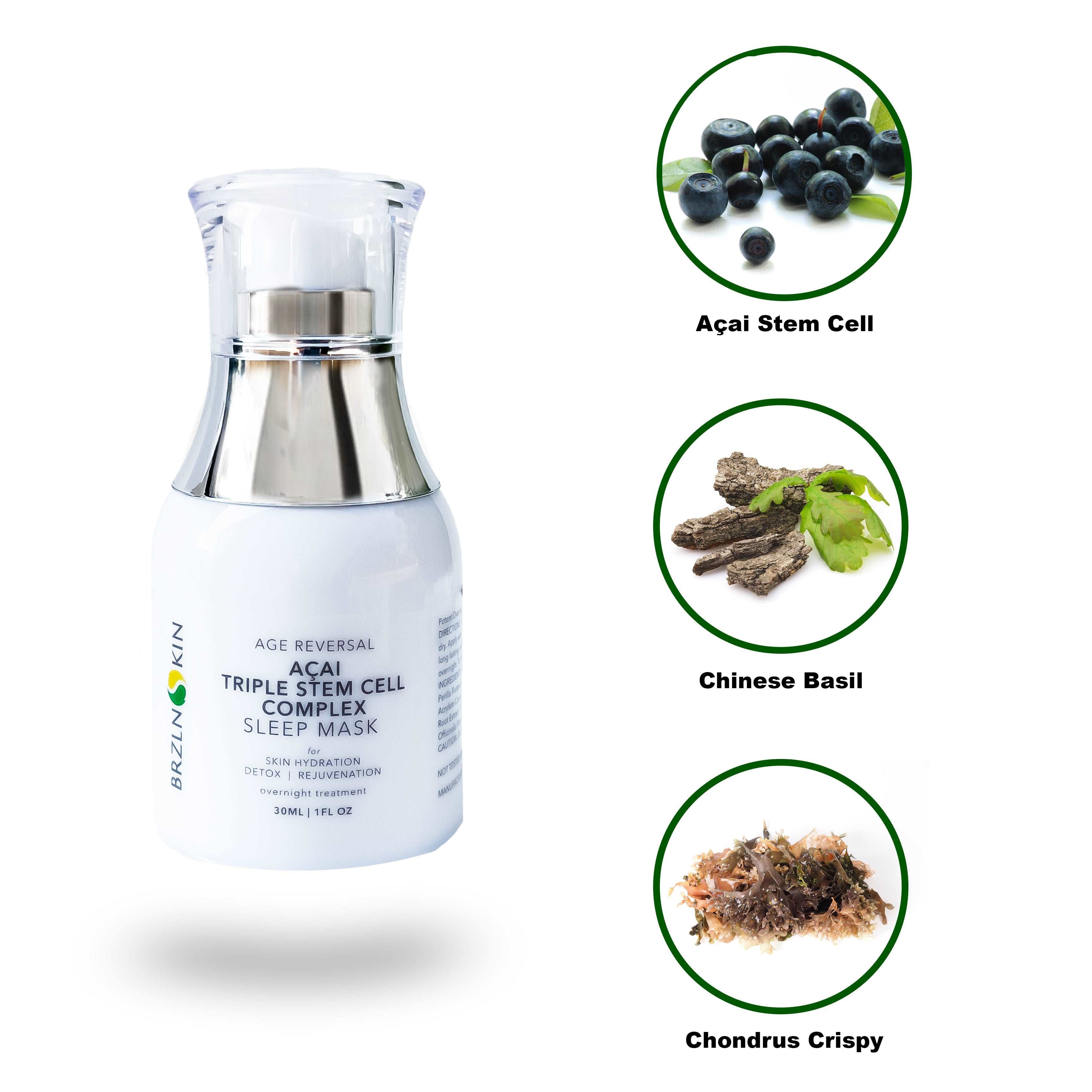 Açai Triple Stem Cell Complex - Light mask and night serum for overnight rejuvenation