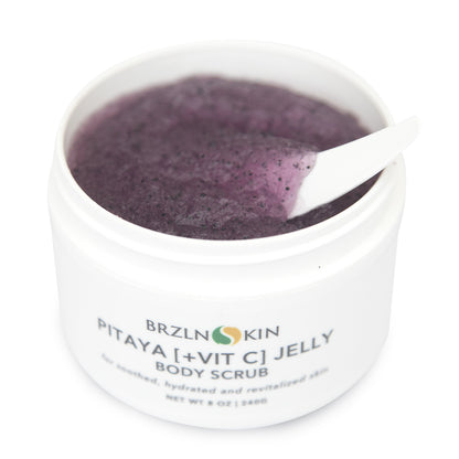 Pitaya + Vit C Jelly Body Scrub- Pitaya es una rica fuente de múltiples antioxidantes, incluidos compuestos fenólicos y vitamina C